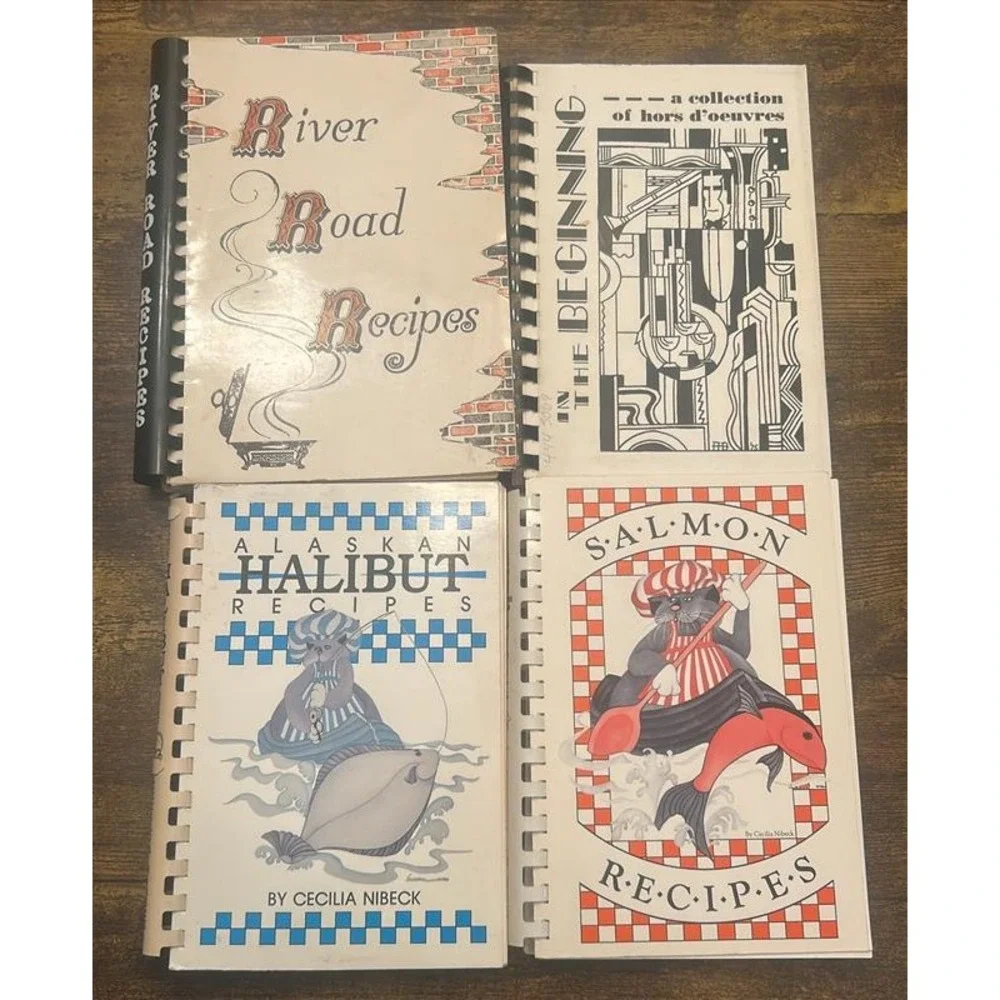 Vintage Cookbook Lot River Road Recipes Alaskan Halibut Salmon Hors d'Oeuvres 4p